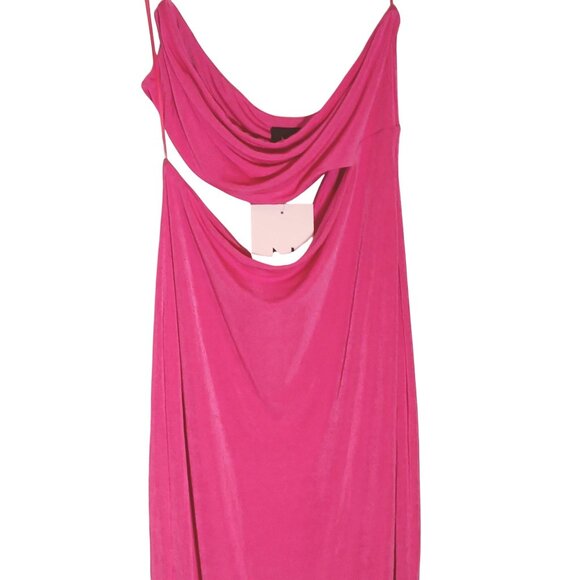 Naked Wardrobe Strapless Side Cutout Midi Dress Bright Pink‎ Womens Size 2X - Picture 3 of 13